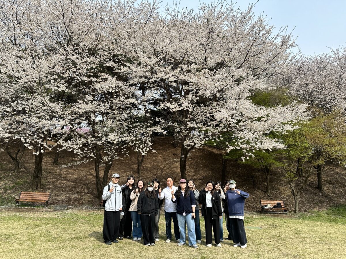 마케팅 사례 연구 수업 - 벚꽃 단체 사진